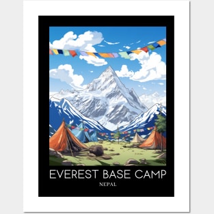 A Pop Art Travel Print of Mount Everest - Nepal Posters and Art